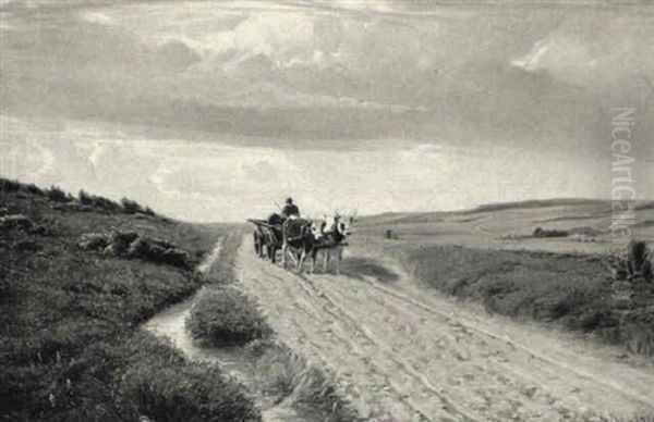 Hedelandskab Med Studek+ret+j Pa En Vej Oil Painting by Sigvard Hansen