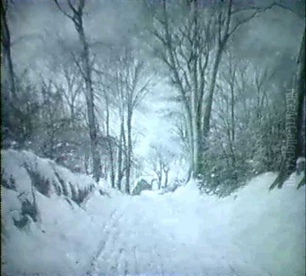 Vinterlandskab Oil Painting by Sigvard Hansen