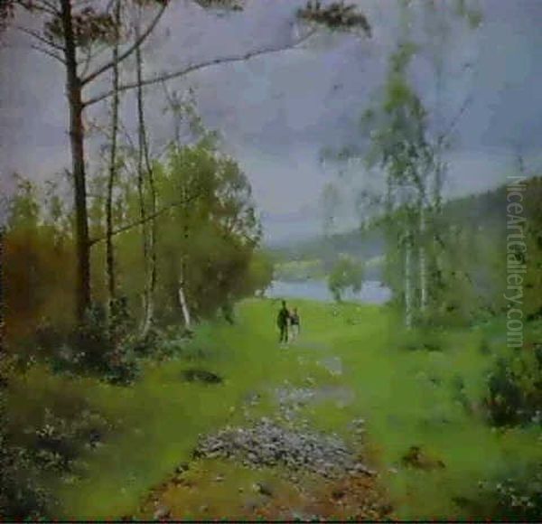 A Woodland Path Oil Painting by Sigvard Hansen