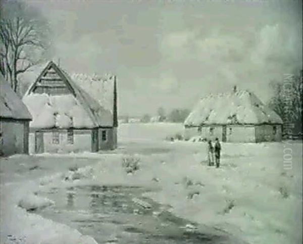 Vinterlandskab Med Strataekte Garde Oil Painting by Sigvard Hansen