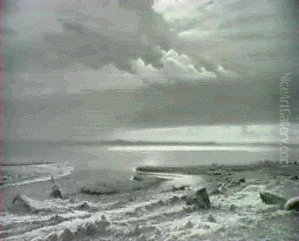 Stenet Kystparti Med Aens Udlob I Fjorden Oil Painting by Sigvard Hansen