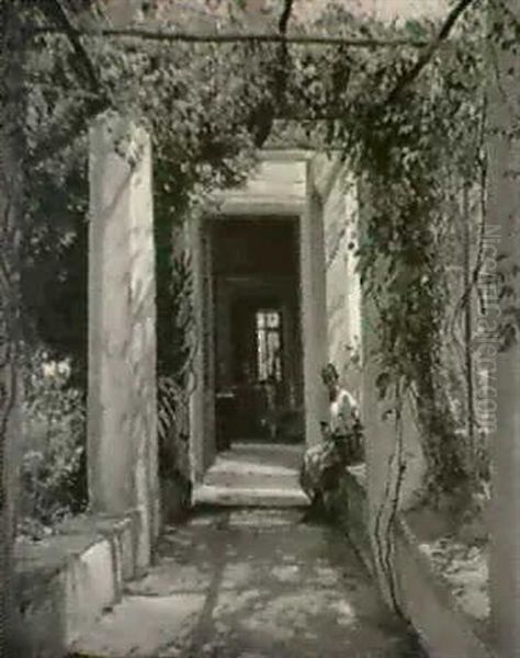 Appelsinsaelger, Ravello Oil Painting by Sigvard Hansen