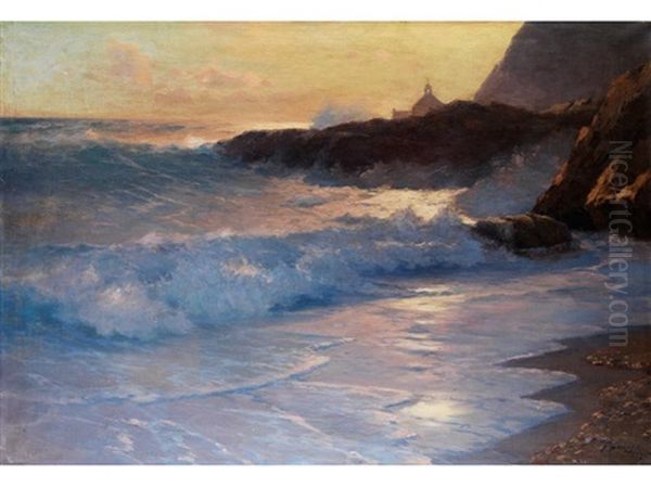 Brandung An Der Felsigen Kuste Oil Painting by Alexei Vasilievitch Hanzen