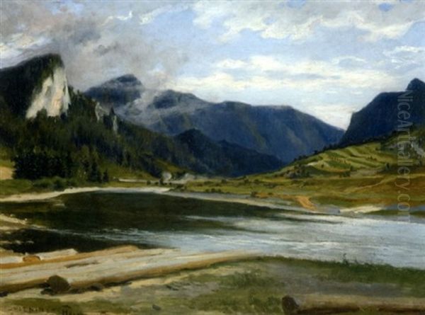 Dunajec River Oil Painting by Marceli Harasimowicz