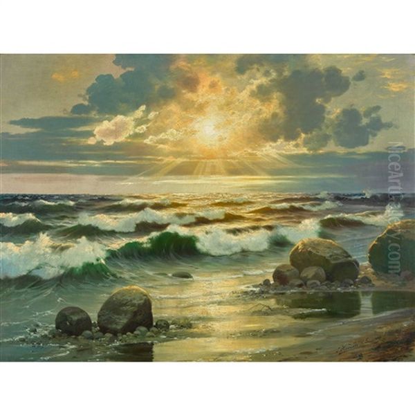 Meeresbrandung Oil Painting by Johannes Harders