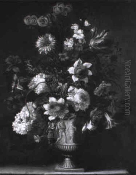 Bouquet De Fleurs Dans Un Vase Au Bas-relief Oil Painting by Pieter Hardime