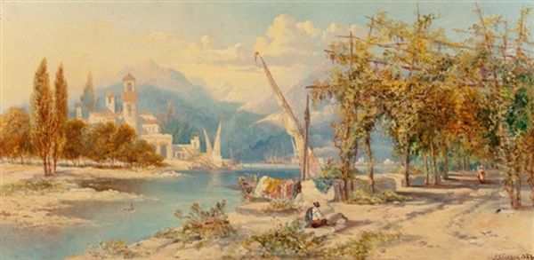 Lago Di Garda, 1887 Oil Painting by James Duffield Harding