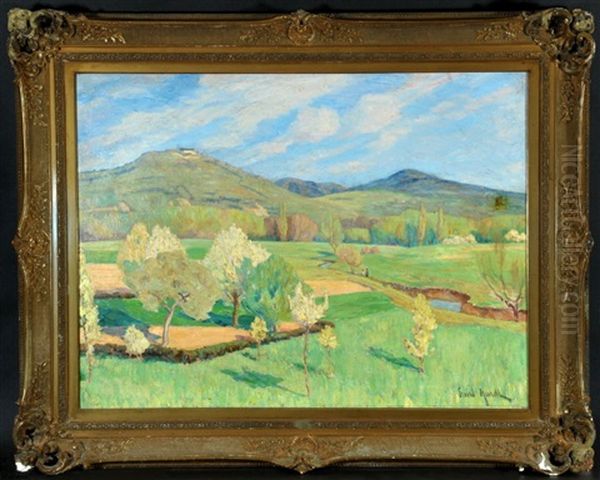 Sommerliche Wiesenlandschaft Mit Bachlauf Oil Painting by Ernst Hardt