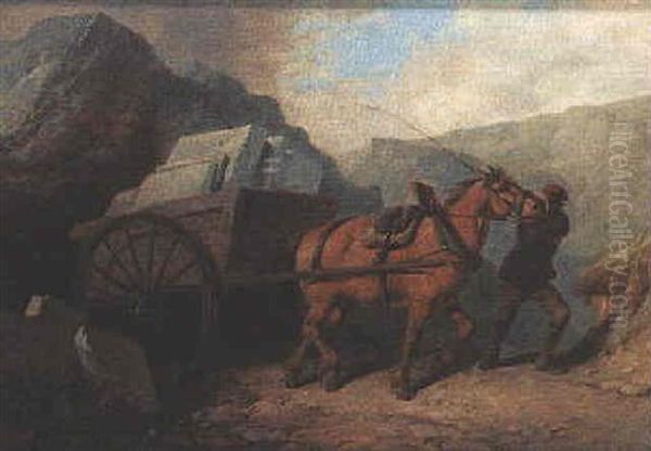Pulling The Cart Oil Painting by James Hardy Sr.