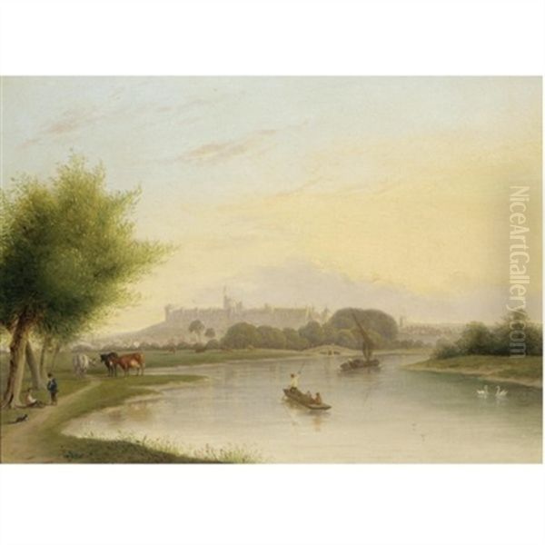 Views Of Windsor (pair) Oil Painting by George Hardy