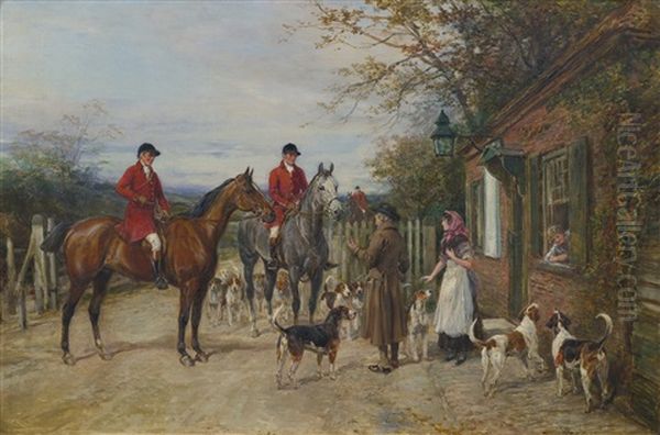 After The Hunt Oil Painting by Heywood Hardy