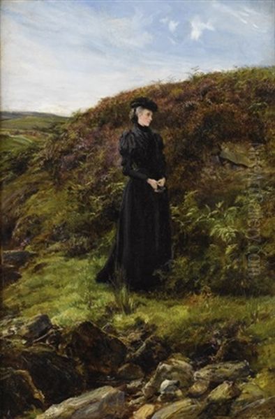 Lady In A Landscape Oil Painting by Heywood Hardy