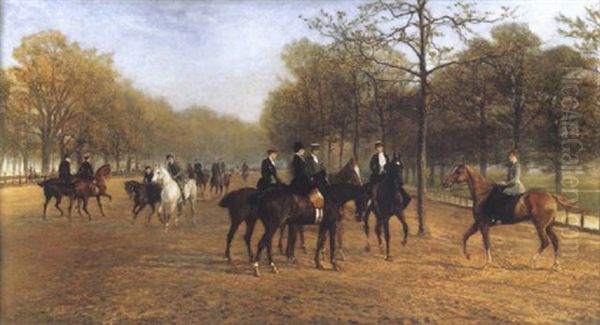 The Morning Ride, Rotten Row, Hyde Park Oil Painting by Heywood Hardy