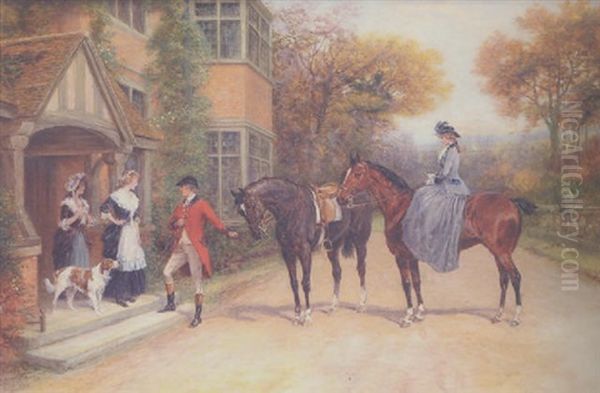 A Visit From The Squire Oil Painting by Heywood Hardy