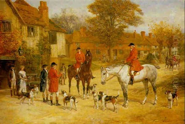 A Meet In The Village Oil Painting by Heywood Hardy