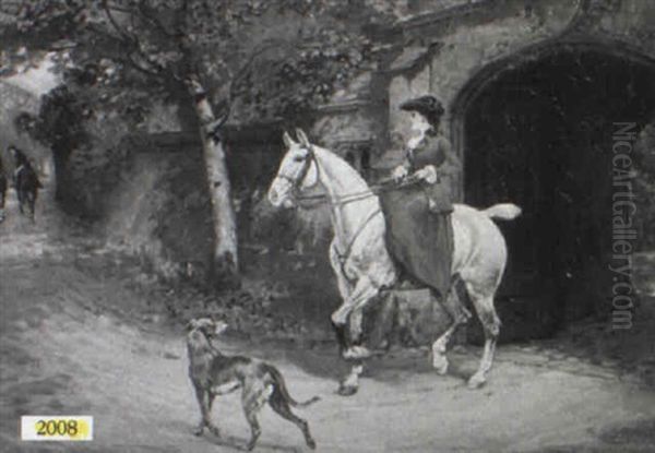 Suitor And Rival Ladies Oil Painting by Heywood Hardy