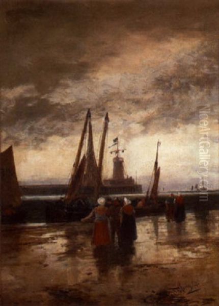 Waiting For The Catch Oil Painting by Thomas Bush Hardy