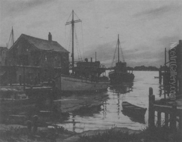 Boats At The Pier Oil Painting by John Knowles Hare