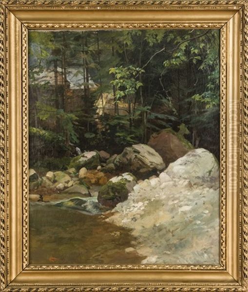 Ruisseau Et Sous Bois A Saint Pierre D'entremont Oil Painting by Ernest Hareux