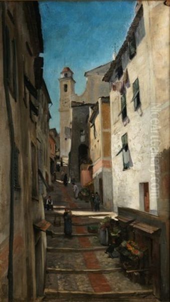 Ruelle Animee En Provence Oil Painting by Ernest Hareux