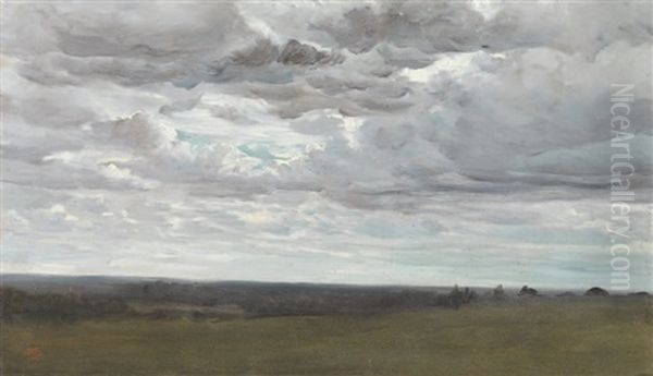 Ciel Nuageux Sur Une Plaine, Dit Ciel D'orage (study) Oil Painting by Ernest Hareux