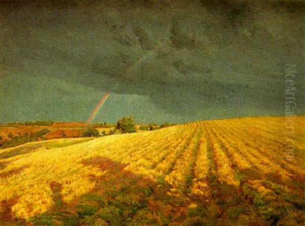 L'arc-en-ciel Sur Les Champs Oil Painting by Ernest Hareux