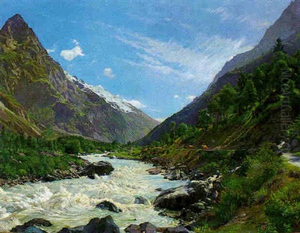 La Romanche A Sechilienne Oil Painting by Ernest Hareux