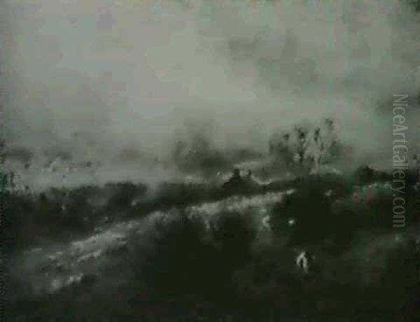 Landscape With Man And Dog Oil Painting by Frank H. Hargrave