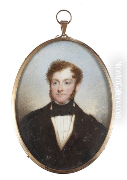 A Gentleman, Wearing Black Coat, Pale Yellow Waistcoat, White Chemise And Black Tied Stock Oil Painting by Hargreaves, Thomas