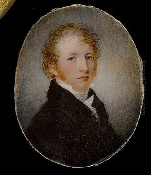 A Gentleman, Wearing Black Coat And White Cravat Oil Painting by Hargreaves, Thomas