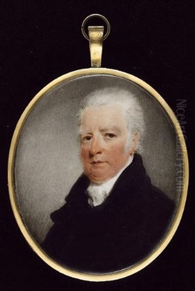 A Gentleman, Wearing Black Coat And White Cravat Oil Painting by Hargreaves, Thomas