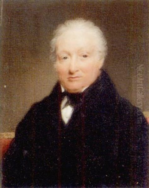 A Gentleman (mr. Phillips?) Seated In A Black Coat, Waistcoat And Cravat Oil Painting by Hargreaves, Thomas