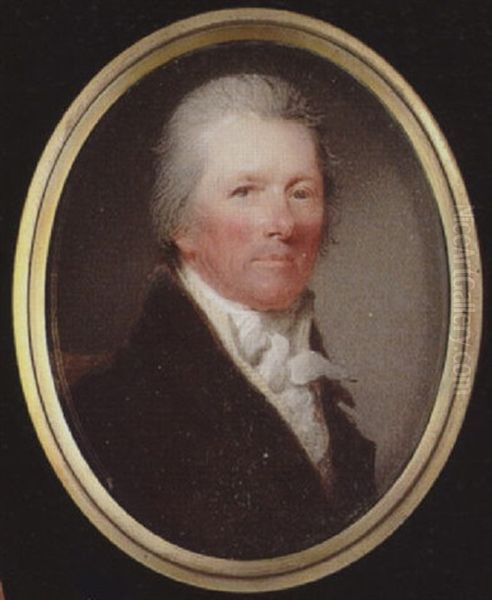 A Gentleman Seated, Wearing Brown Coat, Cream Waistcoat, Tied Stock And Cravat Oil Painting by Hargreaves, Thomas