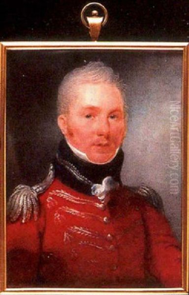 Portrait Of Lieutenant General Sir John Rose, K.c.b., In Staff Uniform, His Scarlet Jacket With Dark Blue Collar Oil Painting by Hargreaves, Thomas