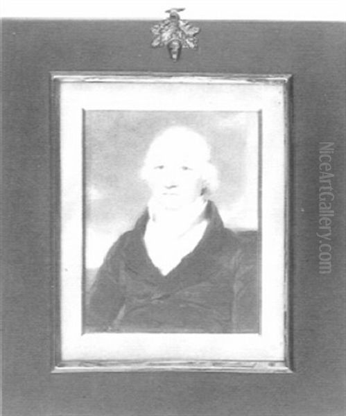 A Fine Portrait Of Rear Admiral Milward Seated Before A Pillar Wearing Brown Coat Oil Painting by Hargreaves, Thomas