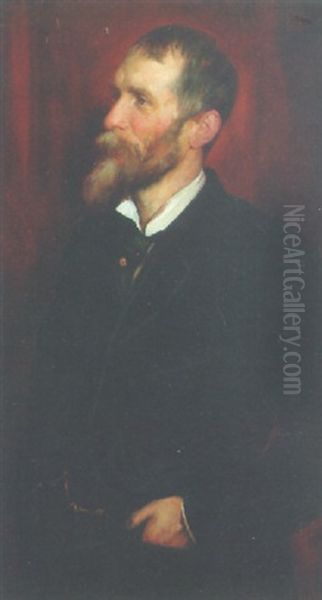 Portrait Of A Gentleman In A Black Suit And White Shirt Oil Painting by Edward Steel Harper Jr.