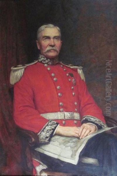 Lieutenant-colonel Joseph Henry Wilkinson (1845-1931)and A Companion Portrait Of The Sitter's Wife (2 Works) Oil Painting by Edward Steel Harper