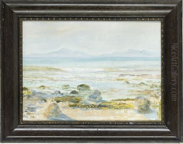 A View From The Shore (+ Low Tide; Pair) Oil Painting by Edward Steel Harper