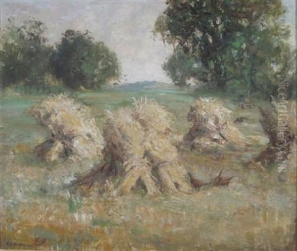 Cornstooks Oil Painting by Malcolm MacLachlan Harper