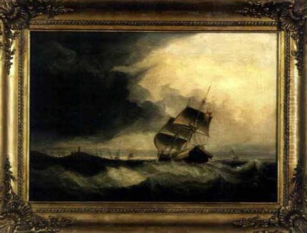 Ship Passing The Mumbles, Swansea, Wales Oil Painting by James Harris of Swansea