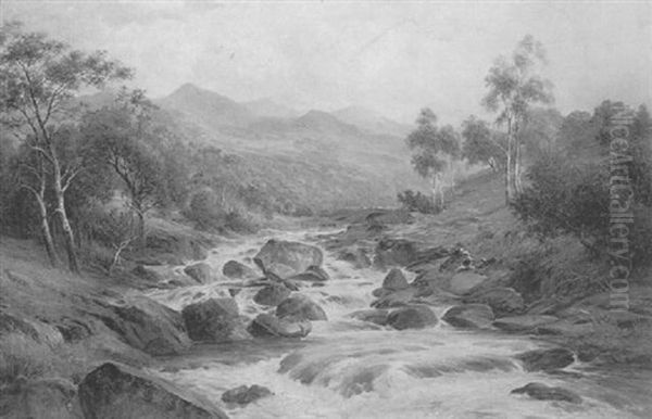 Fishing For Trout Oil Painting by William E. Harris