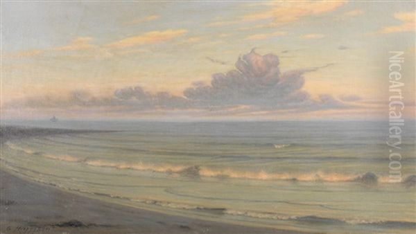Beach At Sunset Oil Painting by Alexander Thomas Harrison