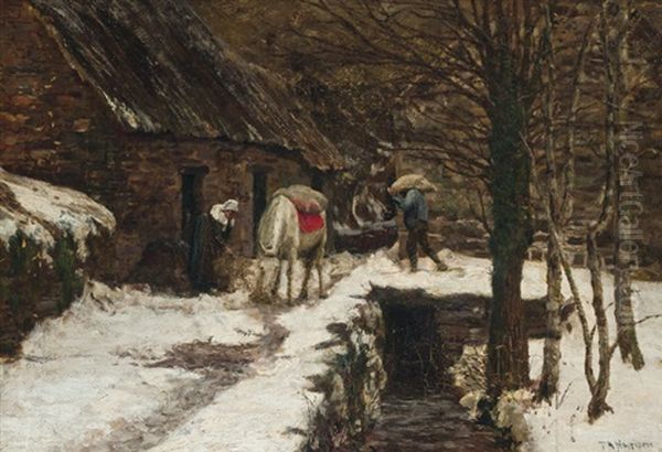 Aston Mill, Winter Oil Painting by Alexander Thomas Harrison