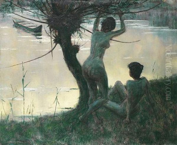 Les Baigneuses Au Bord Du Lac Oil Painting by Alexander Thomas Harrison