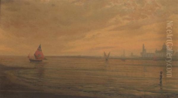 Venice At Dawn With Sailboats Oil Painting by Alexander Thomas Harrison
