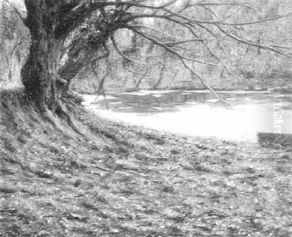 Chateau Pool Oil Painting by Alexander Thomas Harrison