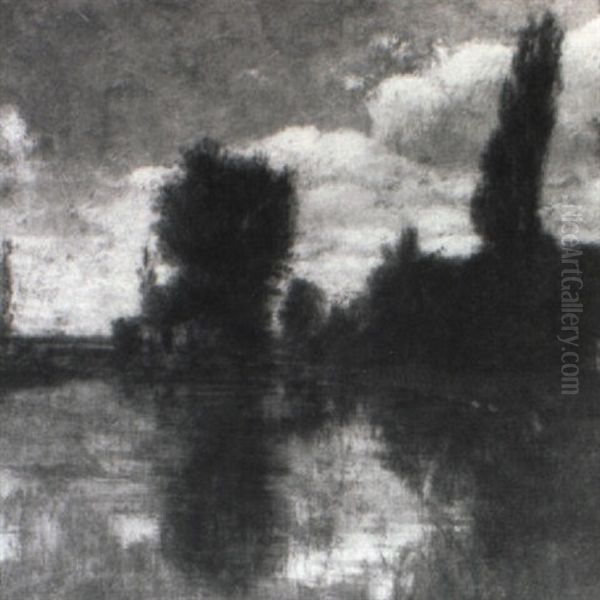 Landscape With Trees And Pond Oil Painting by Alexander Thomas Harrison