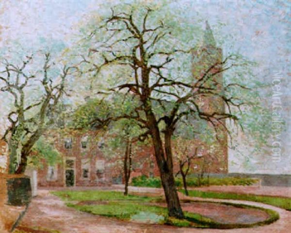 View At A Church Oil Painting by Ferdinand Hart Nibbrig