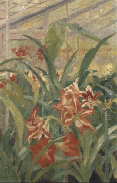 Amarylises Oil Painting by Ferdinand Hart Nibbrig