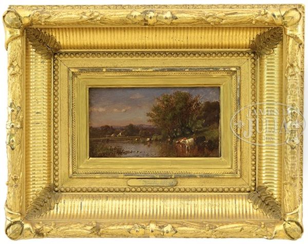 Landscape With Cows And Farmstead Oil Painting by James McDougal Hart